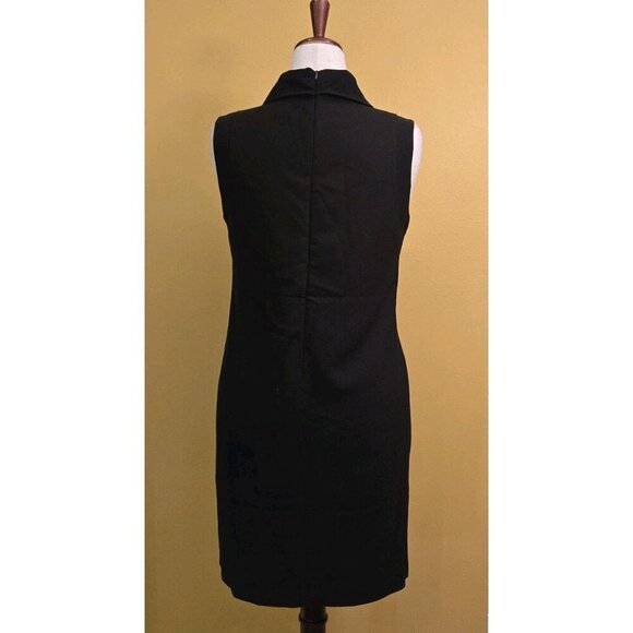 Willi Smith Dress 10 Black Sleeveless Cowl Neck Diamond Pattern Lined Midi Knee - Picture 3 of 10